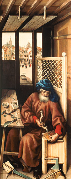 St. Joseph Portrayed as a Medieval Carpenter from the Merode Altarpiece c.1425 od Robert Campin