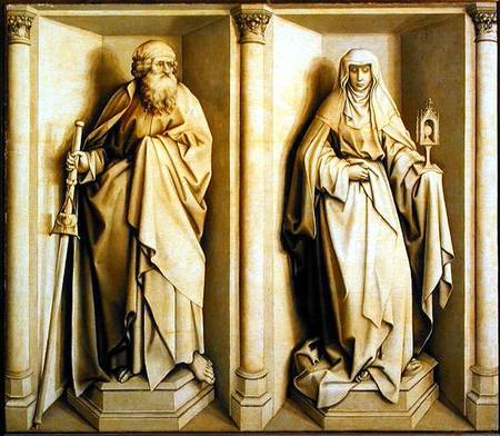 St. James the Great and St. Clare, predella panel from The Nuptials of the Virgin od Robert Campin