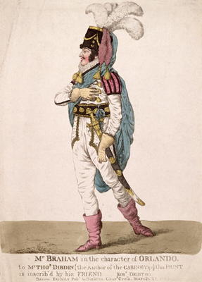 Mr. Braham in the character of Orlando from Shakespeare's 'As You Like It', pub. 1802 (coloured engr od Robert Dighton