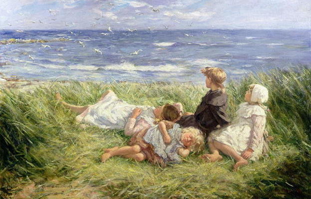 Sea Gulls and Sapphire Seas, 1912 (oil on canvas) od Robert Gemmell Hutchison