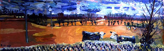 View from Mump looking West, 1998 (oil on board)  od Robert  Hobhouse