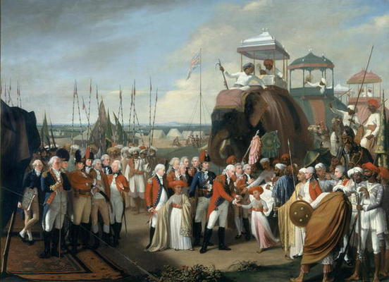 The reception of the Mysorean Hostage Princes by Lieutenant General Lord Cornwallis (1738-1805) c.17 od Robert Home