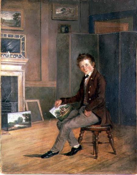 Portrait of Joseph Stannard (1797-1830) as a Youth (oil on paper on canvas) od Robert Ladbrooke