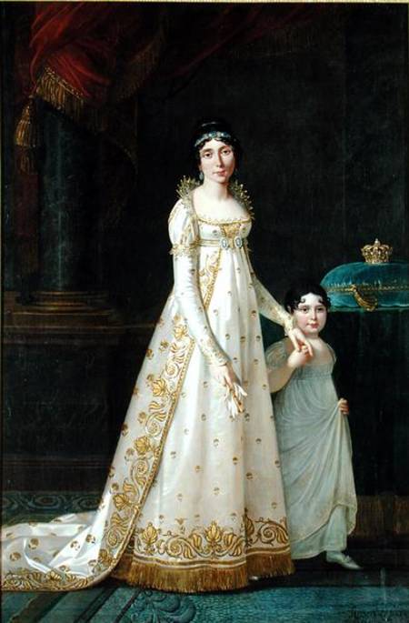 Portrait of Marie-Julie Clary (1777-1845) Queen of Naples with her daughter Zenaide Bonaparte (1801- od Robert Lefevre