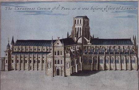 St. Paul's Cathedral before it was destroyed by the Fire of London from 'A Book of the Prospects of od Robert Morden