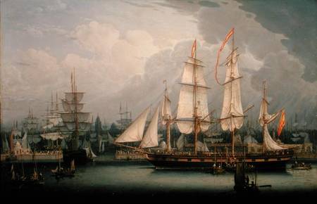 Four-Masted Clipper Ship in Liverpool Harbour od Robert Salmon