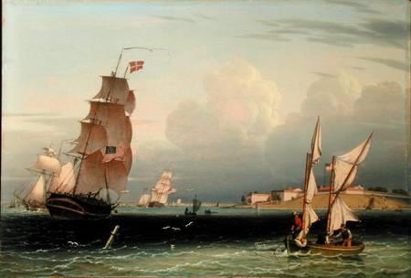Ship Going Out, Fort Independence, Boston Harbour od Robert Salmon