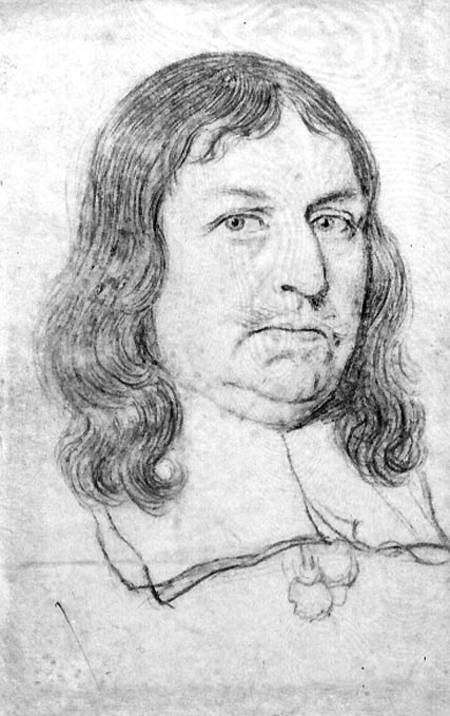 Male portrait possibly of Oliver Cromwell (1599-1658) cil on od Robert White