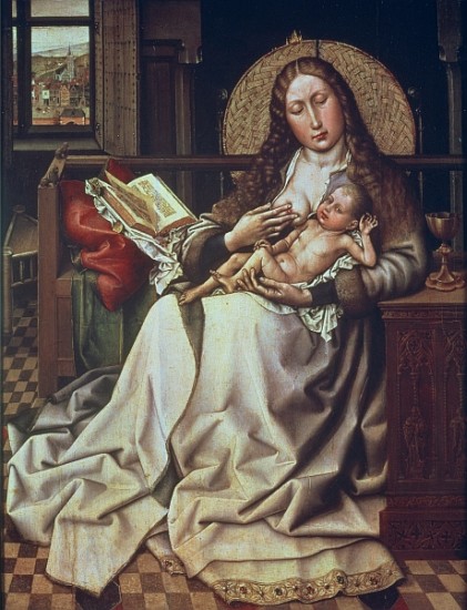 Virgin and Child Before a Firescreen, c.1440 (oil & egg tempera on panel) od (Robert Campin) Master of Flemalle