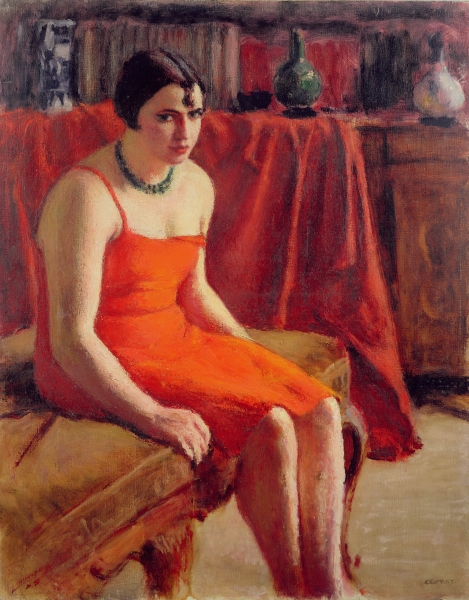 Seated Woman in a Red Dress, 1929 (oil on canvas)  od Roderic O'Conor