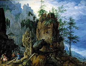 Mountains landscape with woodcutters od Roelant Jakobsz Savery