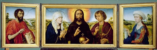 The Braque Family Triptych, St. John the Baptist, Christ the Redeemer between the Virgin and St. Joh od Rogier van der Weyden