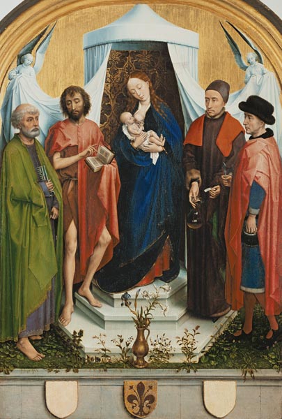 Maria with the child and the hll.Petrus, Johannes d.T., Cosmas and Damian (Medici Madonna) od Rogier van der Weyden