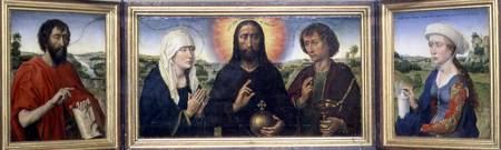 The Braque Family Triptych: (LtoR) St. John the Baptist, Christ the Redeemer between the Virgin and od Rogier van der Weyden
