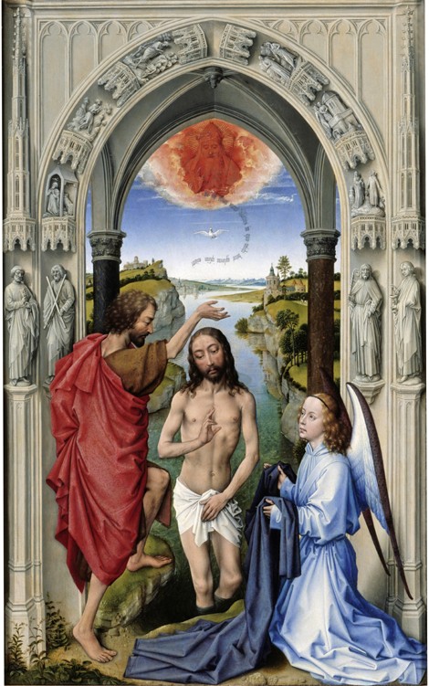 The Baptism of Christ (The Altar of St. John, middle panel) od Rogier van der Weyden