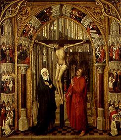 The crucified in a church portal, surrounded by scenes from the life Jesu. od Rogier van der Weyden