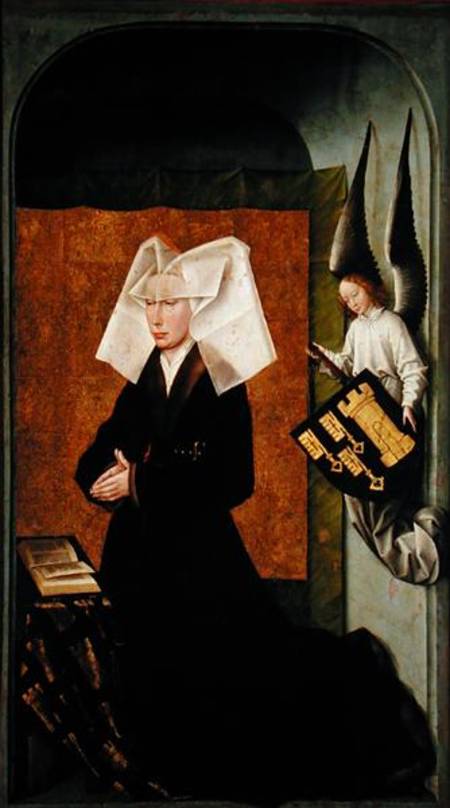 Guigone de Salins, wife of the donor, Chancellor Nicholas Rolin, Kneeling in Prayer, from the revers od Rogier van der Weyden