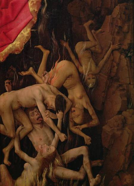The Last Judgement, detail of the fall of the damned to hell od Rogier van der Weyden