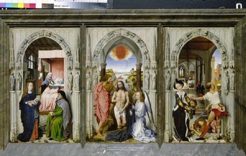Three-part altar with scenes from the history Johannes d.Täufers. od Rogier van der Weyden (Nachfolger)