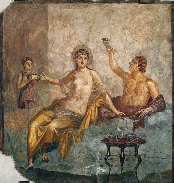 Banqueting couple with a slave, from Herculaneum od Roman