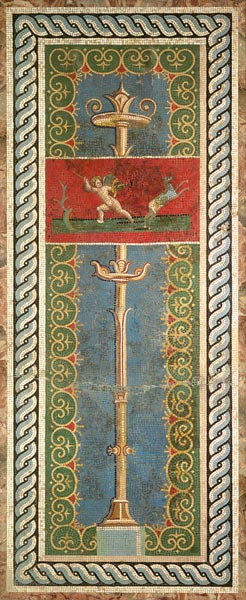 Candelabra with ornamental motif (mosaic) od Roman