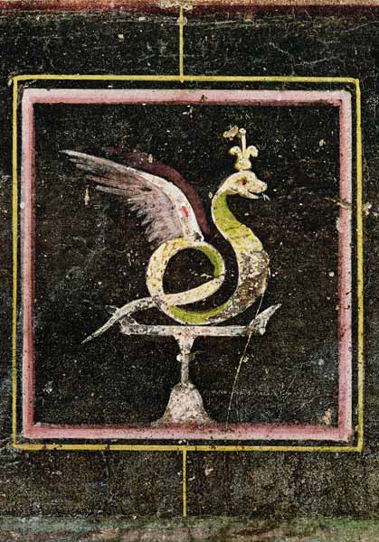 A Winged Serpent, detail from a tablinum decorated with egyptian style paintings od Roman