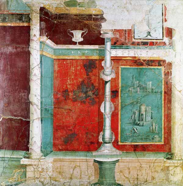 Architectural detail with a landscape, from Pompeii od Roman