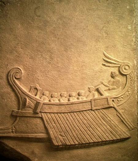 Carved tablet depicting a trireme od Roman