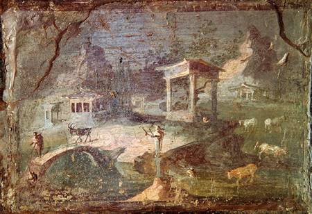 Idyllic Landscape, from Herculaneum od Roman