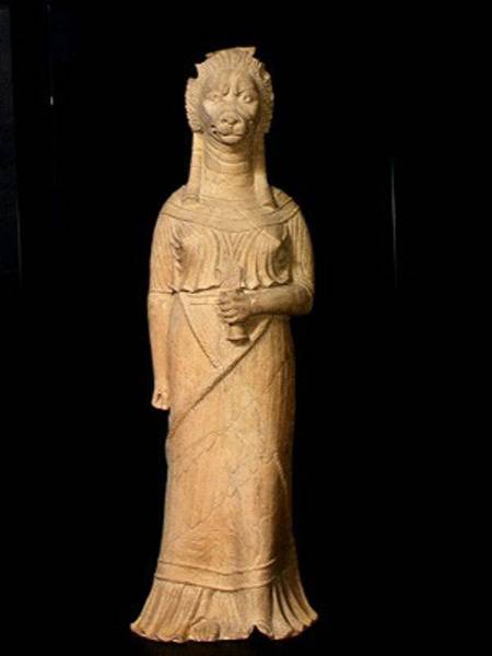 Lion-headed goddess, from the sanctuary at Bir Bou Regba od Roman