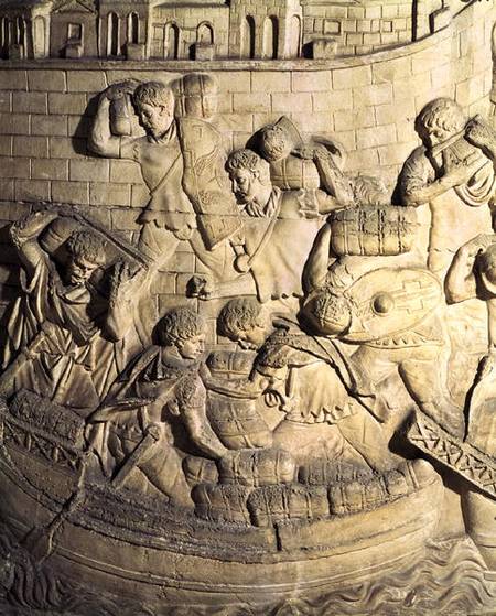 Loading a ship, detail from a cast of Trajan's column od Roman