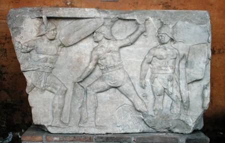 Relief depicting gladiators in combat od Roman