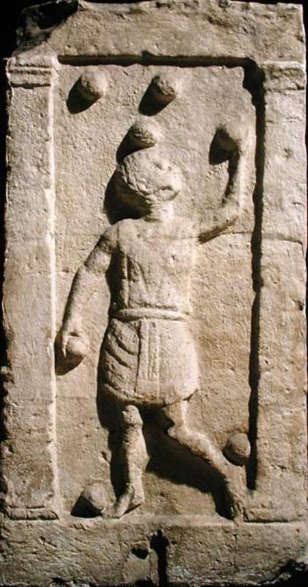 Relief depicting a juggler from the stela of Settimia Spica od Roman