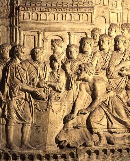 The Sarmatians paying tribute to the Romans, detail from a cast of Trajan's column od Roman