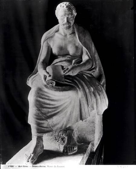 Seated Philosopher, the head thought to be Demosthenes (384-322 BC) (added later) from villa Montalt od Roman