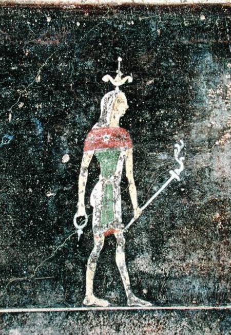 Standing god, detail from a tablinium decorated with Egyptian-style paintings od Roman