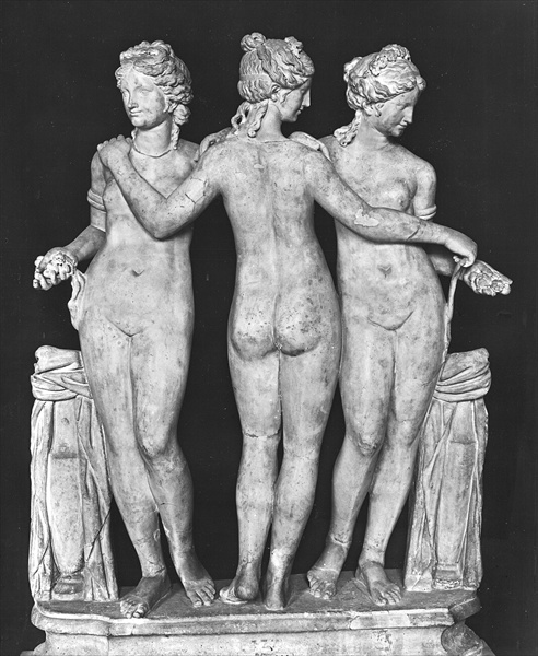 The Three Graces, copy of a 2nd century BC Greek original (marble) (b/w photo) (see 191014 and 19101 od Roman