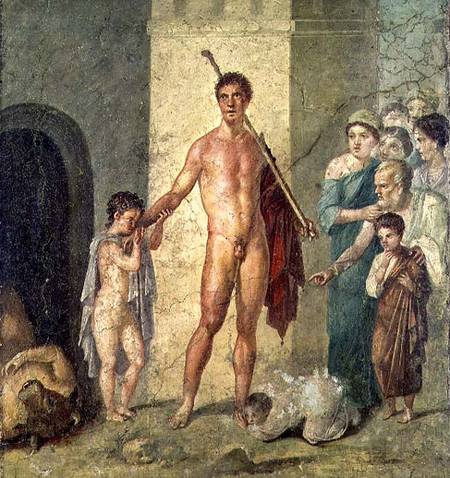Theseus freeing children from the Minotaur, from the House of Gavius Rufus, Pompeii, 4th Pompeian st od Roman