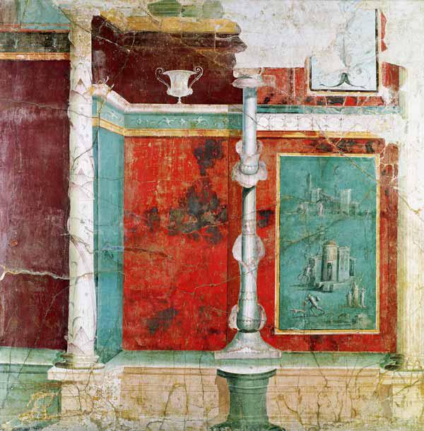 Architectural detail with a landscape, from Pompeii