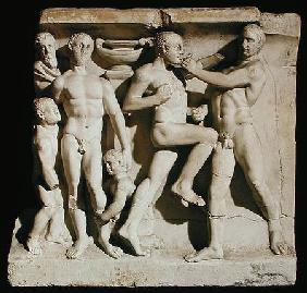 Relief depicting wrestlers