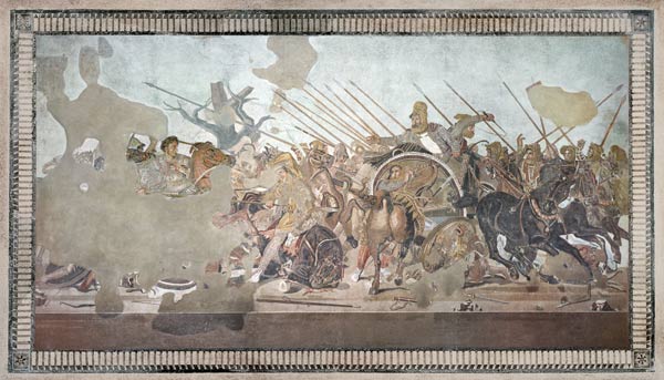 The Alexander Mosaic, depicting the Battle of Issus between Alexander the Great (356-323 BC) and Dar od Roman 1st century BC