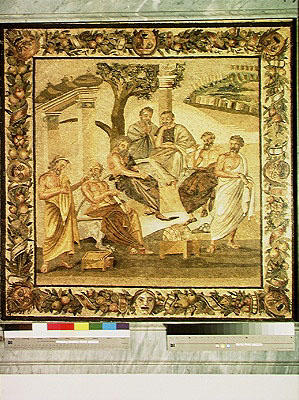Plato conversing with his pupils, from the House of T. Siminius. Pompeii (mosaic) (see also 103401) od Roman 1st century BC