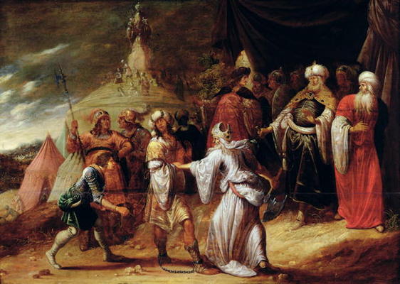 Samuel Killing Agag, King of the Amalekites (oil on panel) od Rombout van Troyen