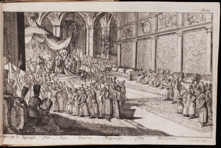 A scene at the royal court of Tsar Alexis Mikhailovich od Romeyn de Hooghe