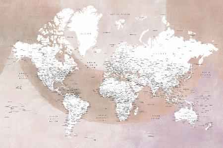 Detailed world map with cities Qawi