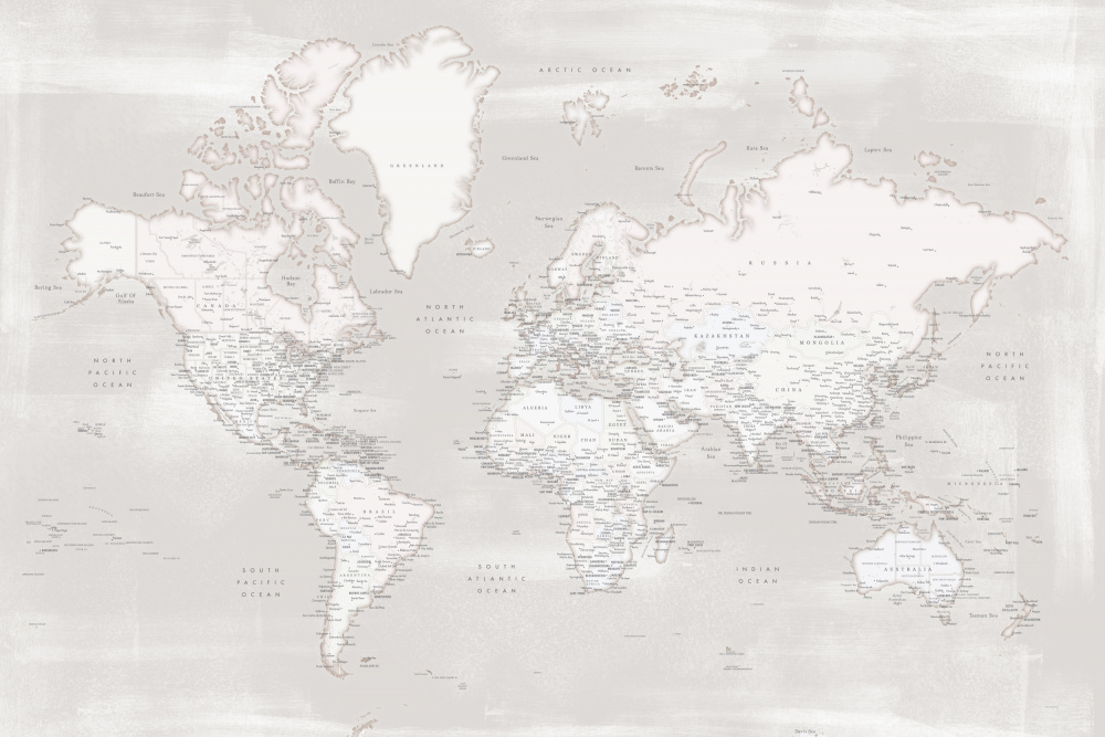 Detailed world map with cities, Maeli warm od Rosana Laiz Blursbyai