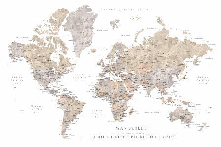 Wanderlust world map in spanish