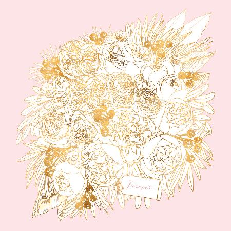 Forever Rekha floral bouquet in gold and pink