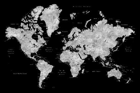 Gray world map with cities, Baibah