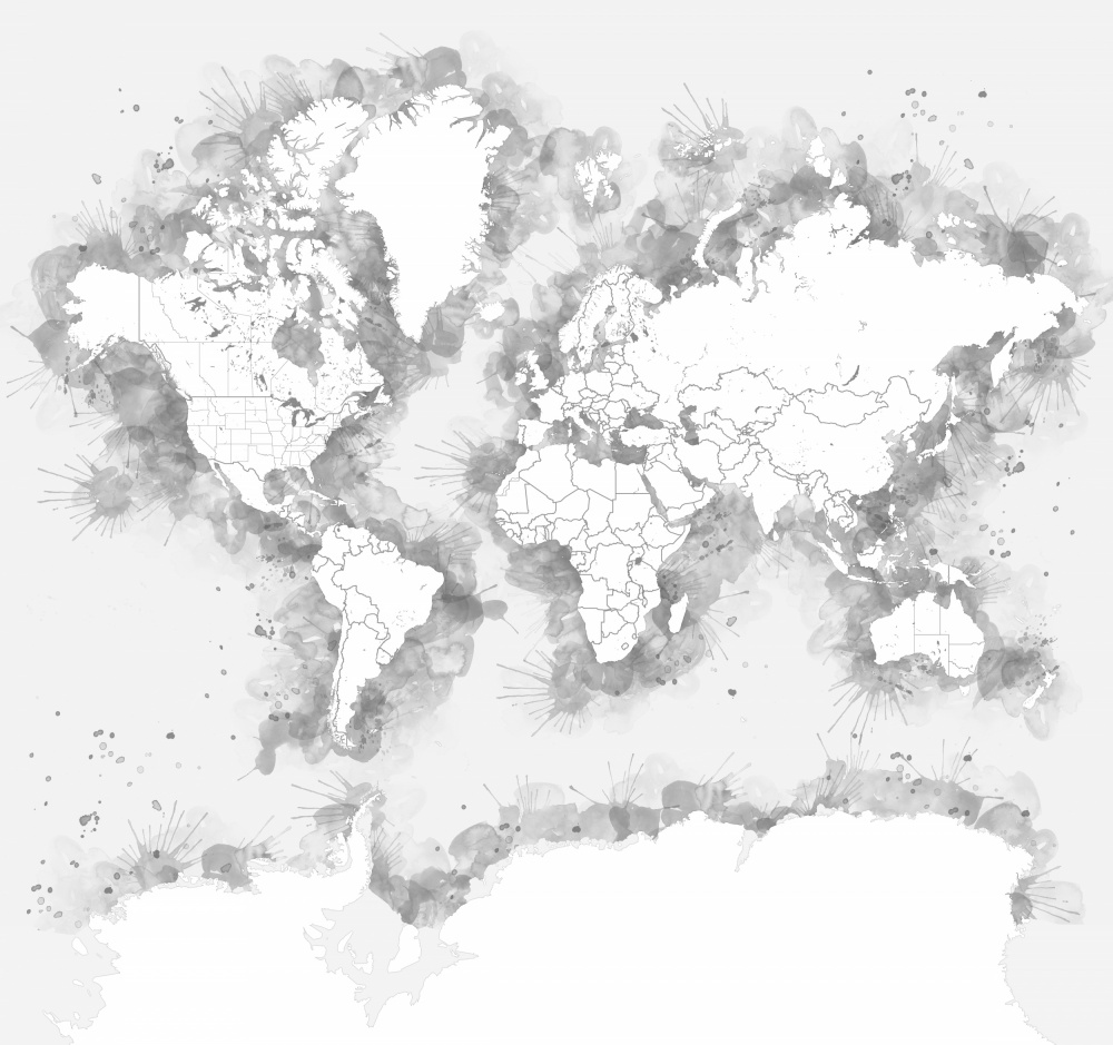 Louiss world map silhouette od Rosana Laiz Blursbyai